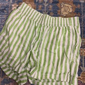 Old Navy Green and White Bermuda Shorts with Elastic Waistband